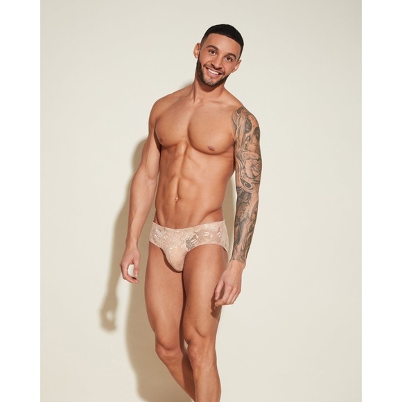 Cosabella Never Say Never Men's Comfort Micro Brief Lace Underwear Nude Beige M — image 3 of 8